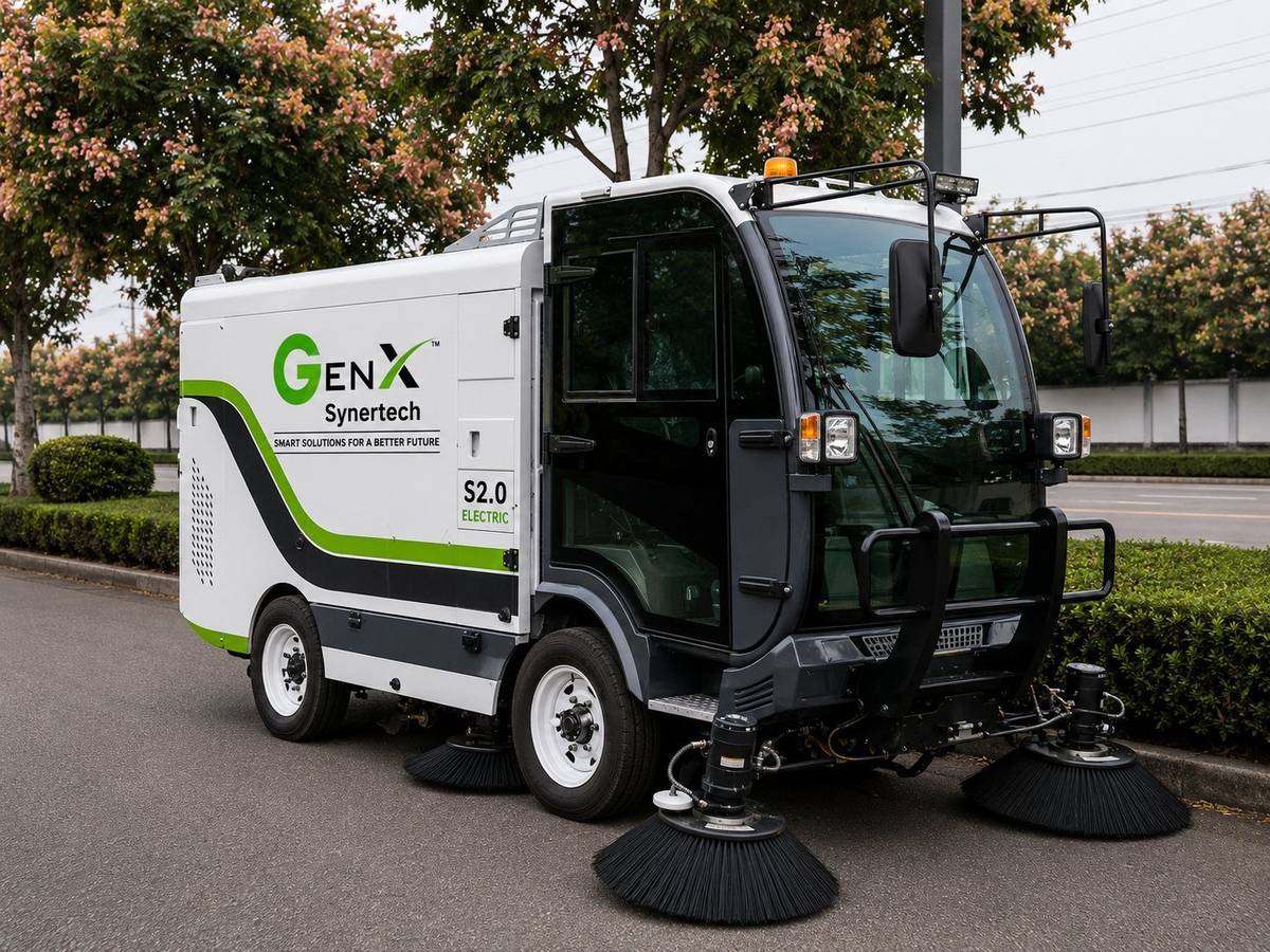 Electric road sweeper operator cabin interior