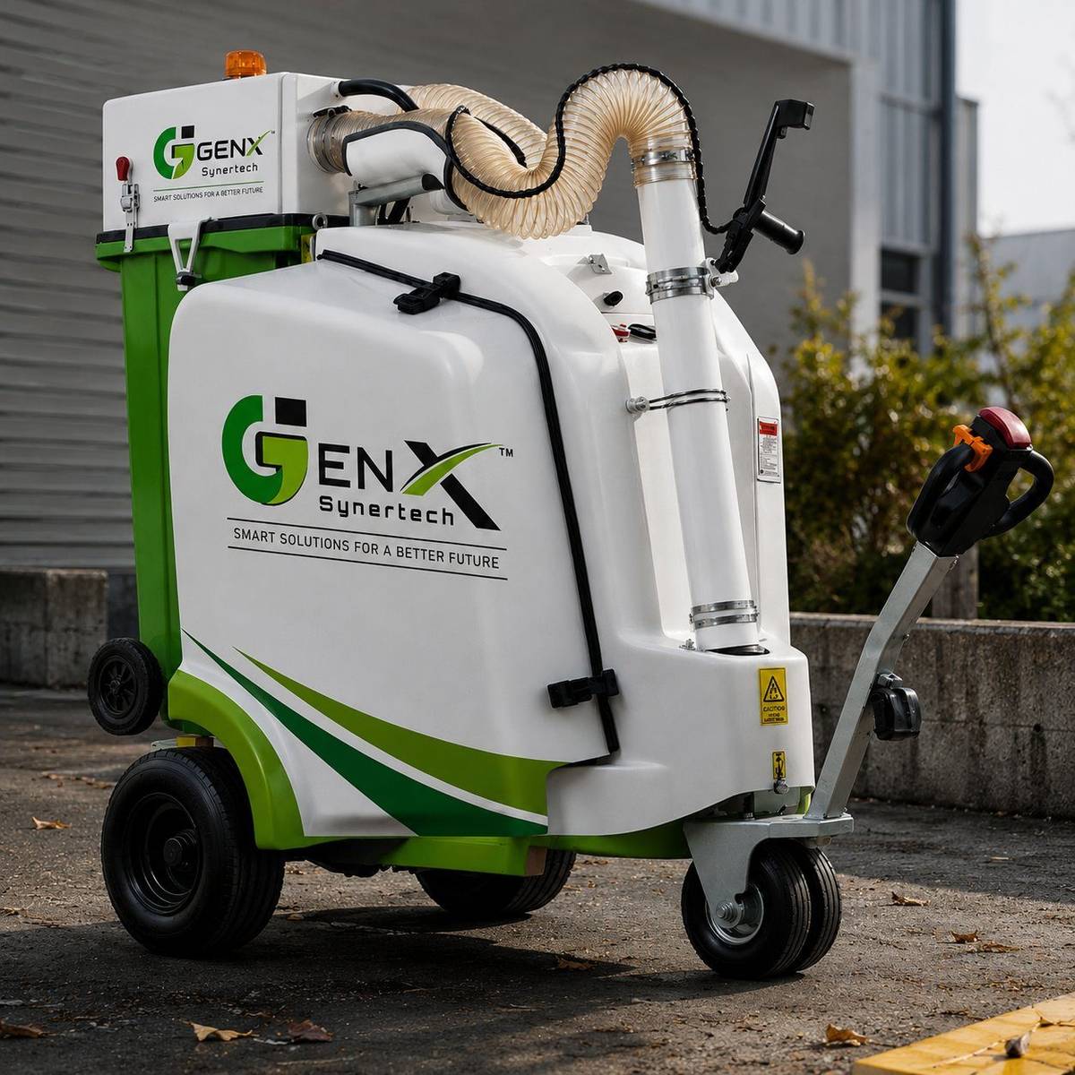 GenX litter picker side view showing compact design and mobility wheels